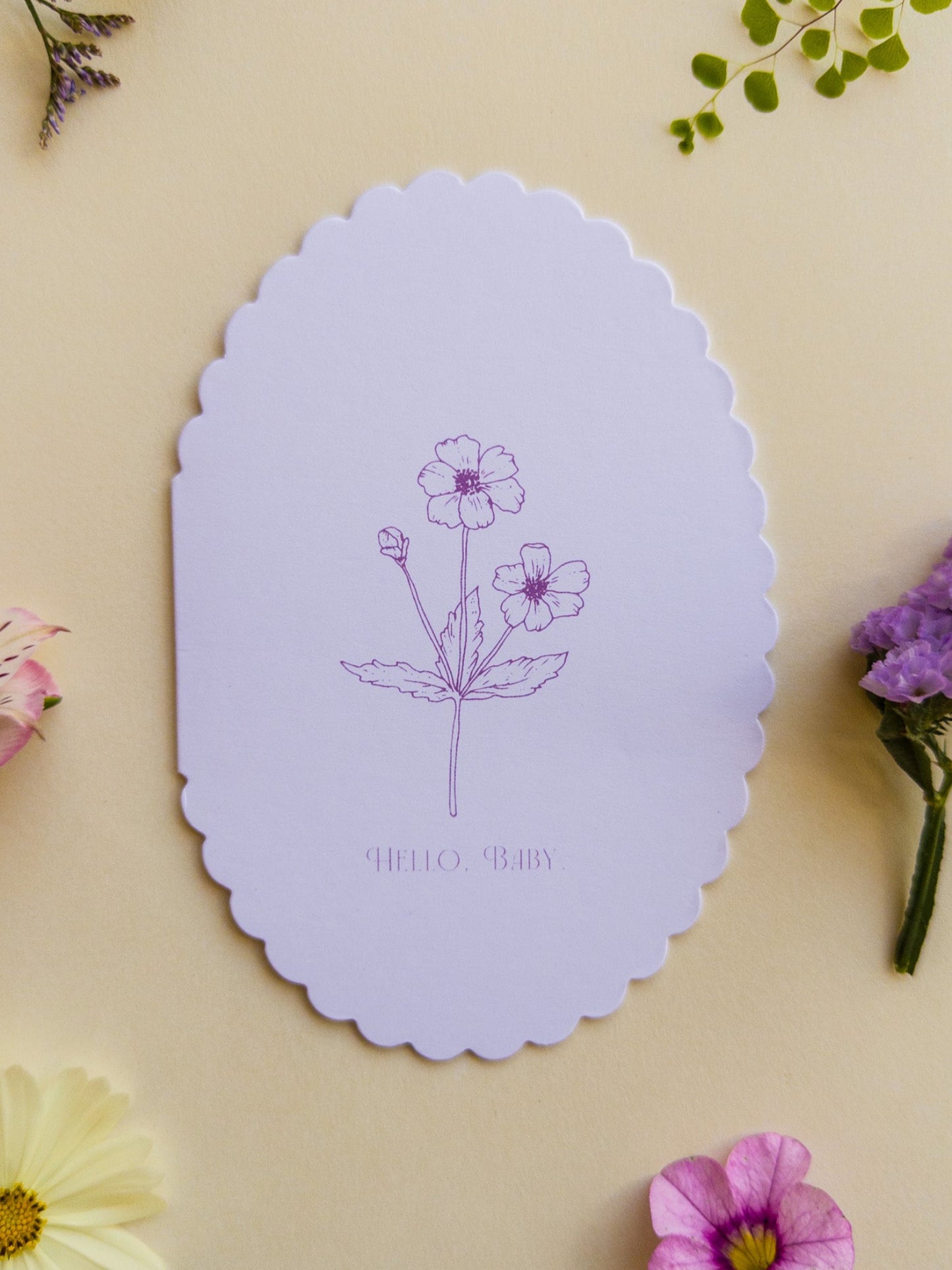 'Hello, Baby' Scalloped Card