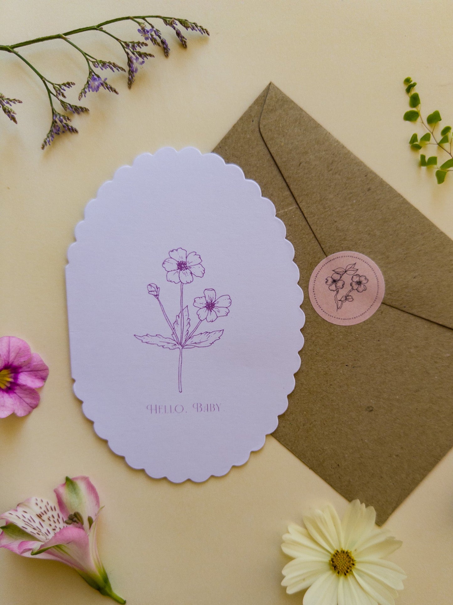 'Hello, Baby' Scalloped Card