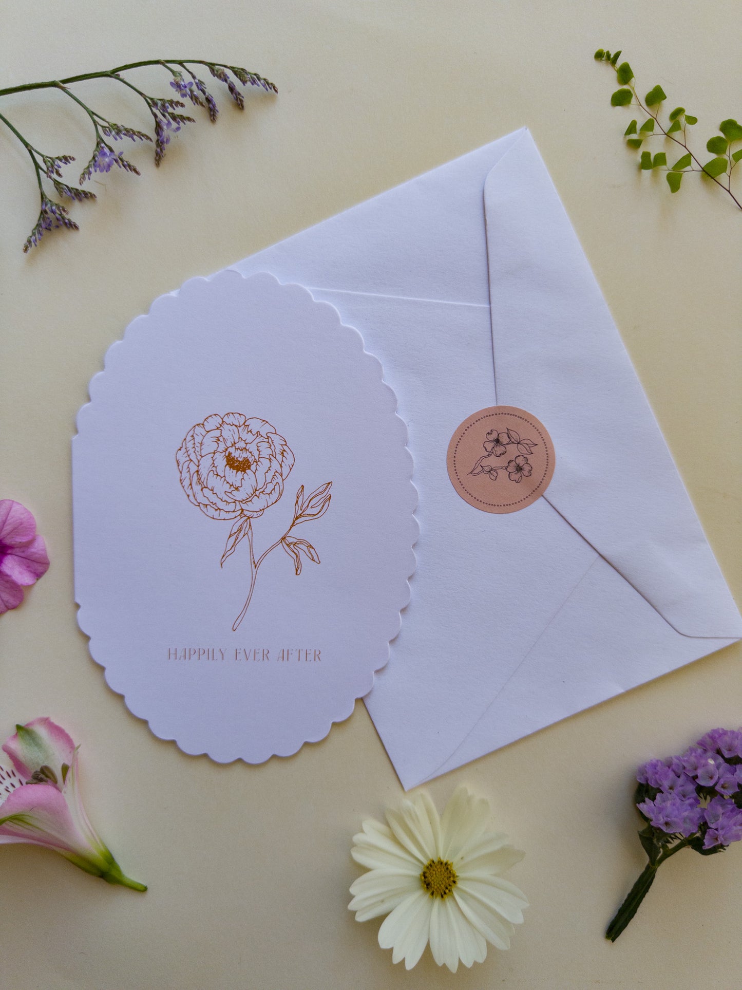 'Happily Ever After' Scalloped Wedding Card