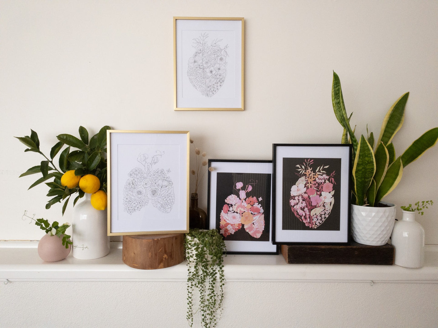 Floral Heart Outline Print