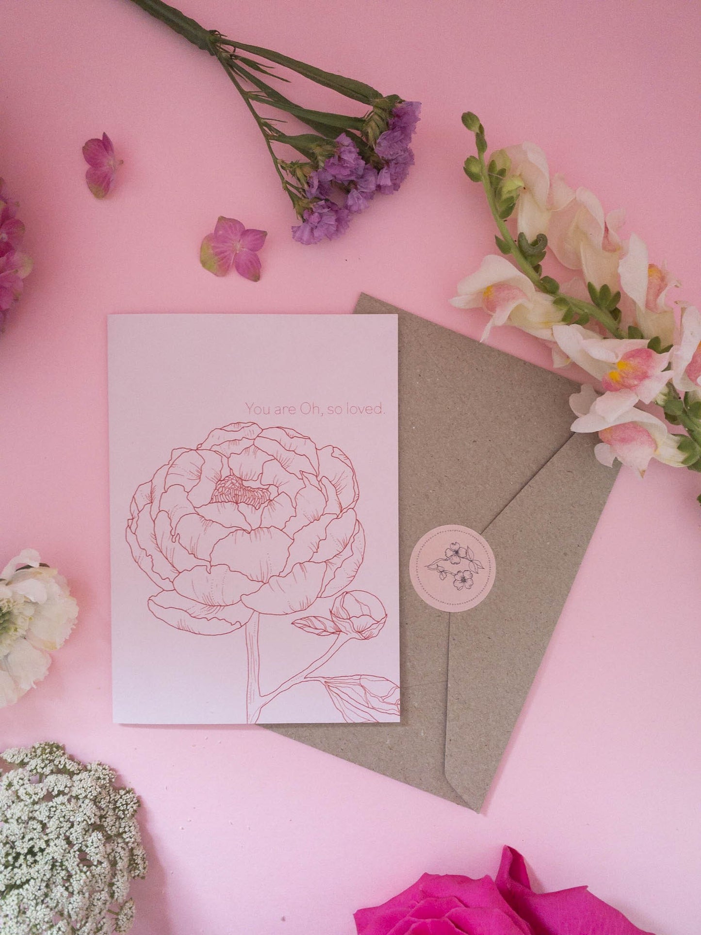 'You are Oh, So Loved' Peony Card