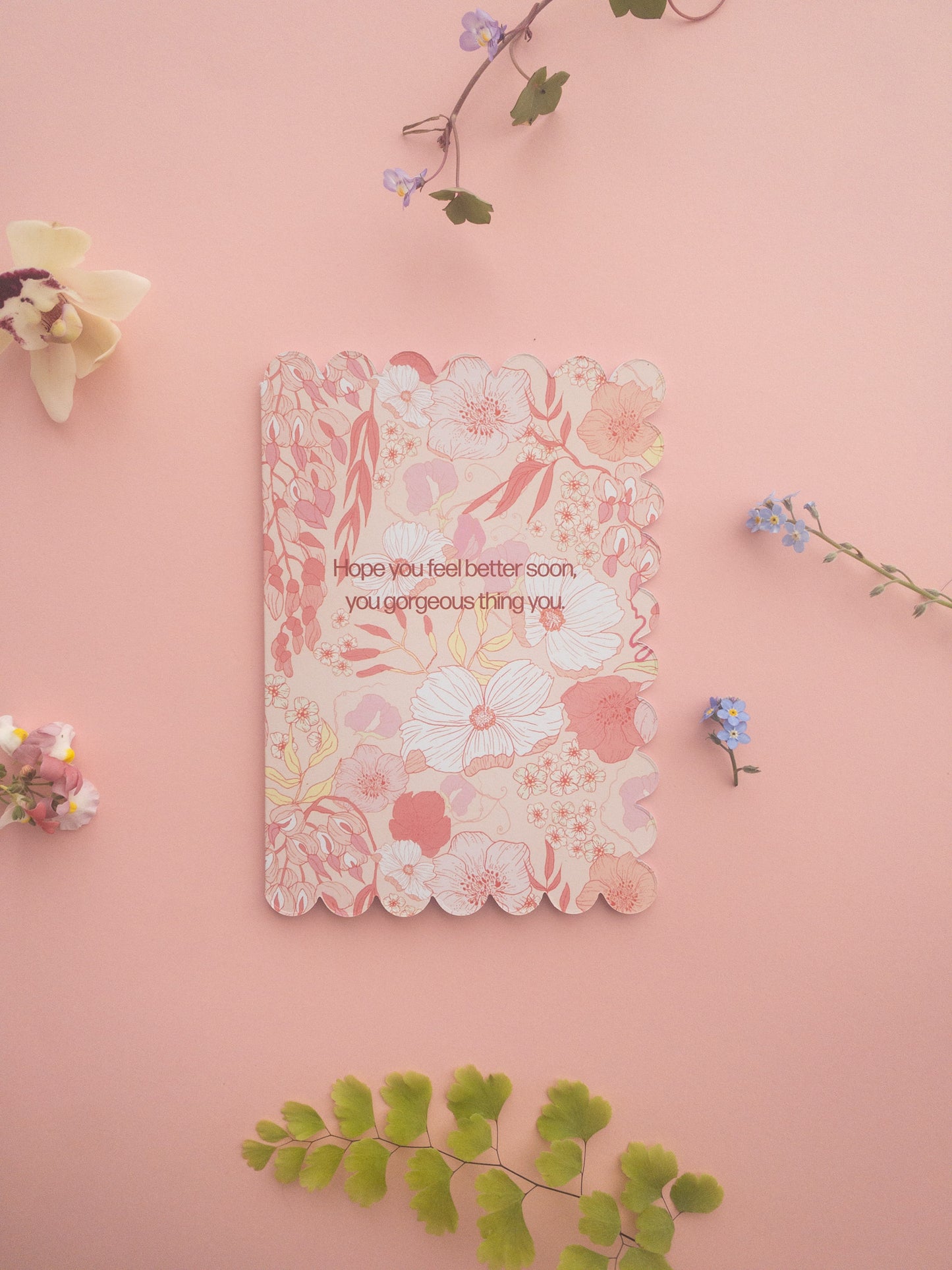 ‘Feel better soon, you gorgeous thing you’ card