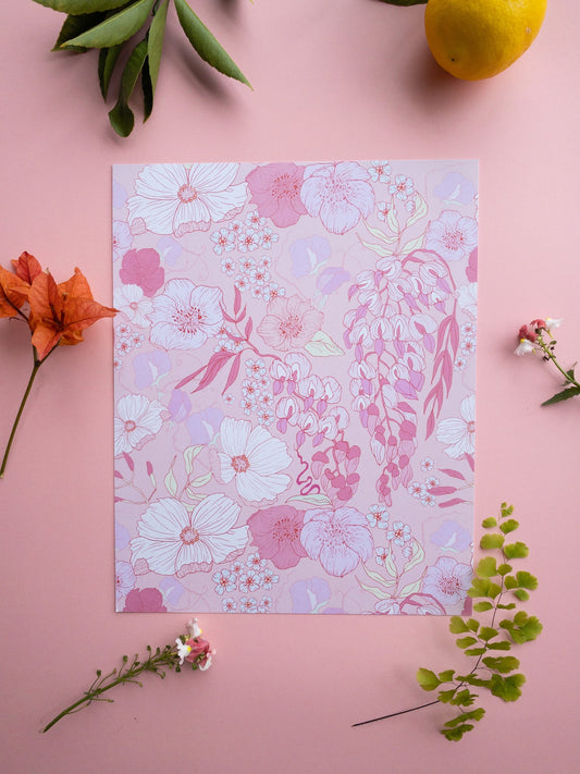 Wisteria Love Pattern Print